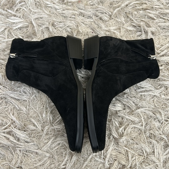 NWOB Franco Sarto A-Yeni Black Suede Stacked Heel Ankle Boots $170 size 6 - Picture 8 of 13
